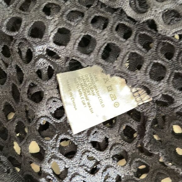 Sheer Mesh Fishnet Short Sleeve Crop Top (Dark Navy Blue) - Picture 4 of 4